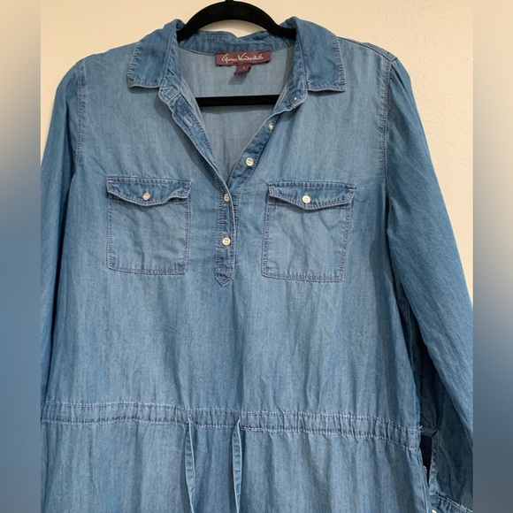 Gloria Vanderbilt Ashleigh Denim Casual Dress Adjust drawstring waist Women’s SM - Picture 7 of 8